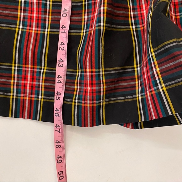 J.Crew || Stewart Tartan Puff-Sleeve Midi Dress With Jeweled Buttons Black 14 - Picture 8 of 9